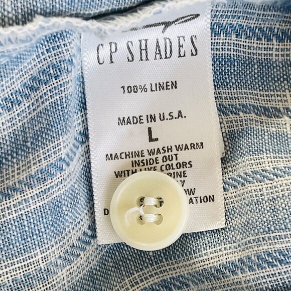 CP Shades Cecilia Striped Linen Button Down Shirt Womens Large Blue White - Picture 6 of 10